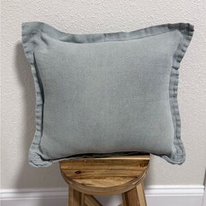 BED THREADS Mineral French Flax Linen Cushion Cover 19” Square Blue Grey Boho